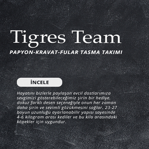 Tigres Team Ekose Desenli Papyon-Kravat-Fular Kedi Tasma Takımı - Thumbnail